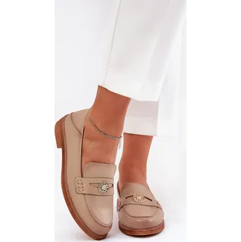 Dámské mokasíny Elegantní Dámské Mokasíny Z Přírodní Kůže Vinceza 18100 Barva: Béžová, Velikost: 38