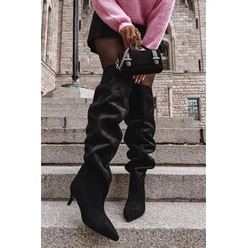 Dámské kozačky Boto Nazouvací dámské kozačky na jehlovém podpatku Ysolienne Barva: Černá, Velikost: 37