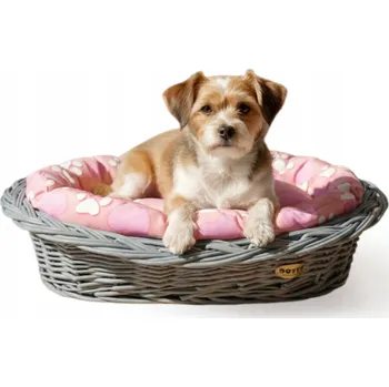 Pelíšek pro psa Proutěný pelíšek pro psa kočku, šedý košík s pelíškem DOTTY