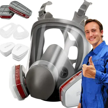 Celotvárová dýchací maska N95, černá, bavlněná, 4vrstvá, 7 ks