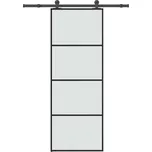 Posuvné dveře s kováním 76x205 cm ESG sklo a hliník Černý 3332862