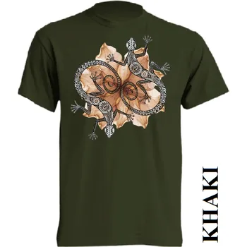 panske-levne-bavlnene-tricko-digi-potisk-dekorace-jesterky Barva: Khaki, velikost: M
