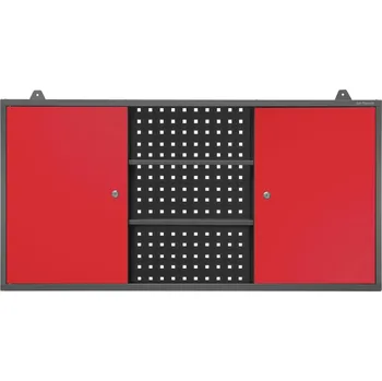 Policová skříň Nábytek PEGAS Závěsná garážová skříňka BEN, 1200 x 600 x 200 mm, antracitově-červená   