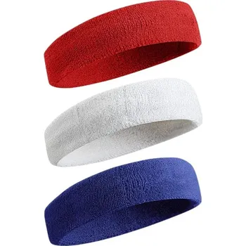 Čelenka Sportovní čelenky pro muže i ženy Aolikes | sportovní čelenka, fitness čelenka - Červená Bílá Modrá 3ks