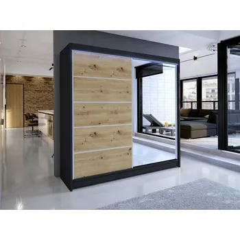 Šatní skříň Skříň Veneti VILMA 180 x 215 x 58 cm černá