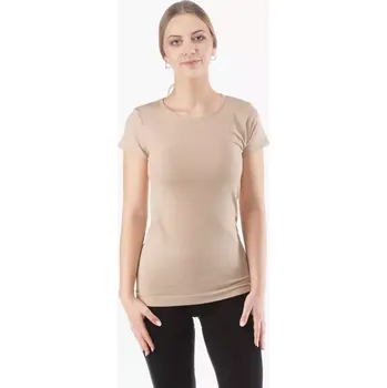 Dámské oblečení GINA dámské tričko s krátkým rukávem, krátký rukáv, bezešvé, jednobarevné Eco Bamboo 08027P béžová L/XL