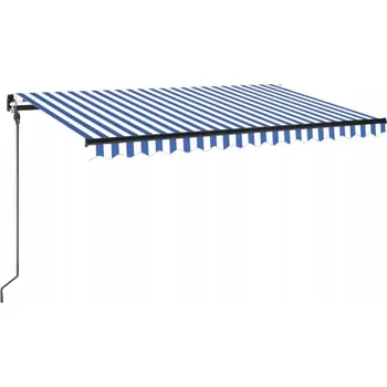 Markýza Výsuvná markýza 400 x 300 cm modro-bílá, antracitový rám, LED