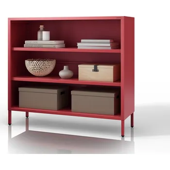 Policová skříň Nábytek PEGAS Nízký kovový regál červený Moderní LUCA, 1000 x 900 x 350 mm