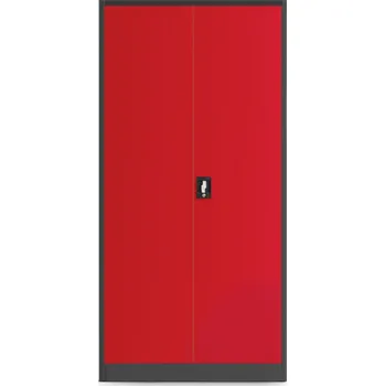 Policová skříň Nábytek PEGAS Plechová dílenská skříň s policemi BRUNO, 920 x 1850 x 500 mm, antracitově-červená