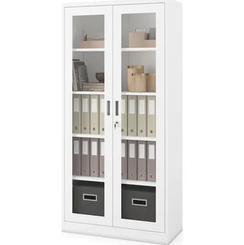 Šatní skříň Jan Nowak Kovová skříň s proskenými dveřmi AMELIA, 900 x 1850 x 400 mm, bílá