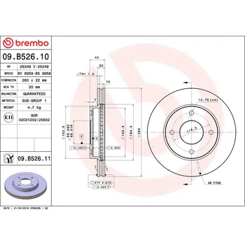 Brzdový kotouč Brzdový kotouč BREMBO 09.B526.11