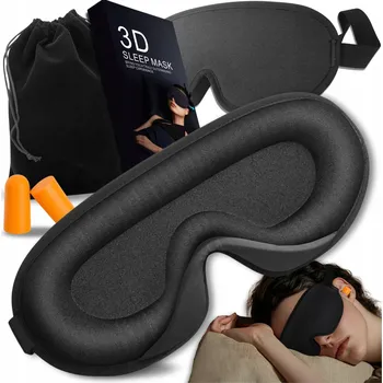 Škraboška na spaní ZeeTech maska na spaní polyester maska na spaní s regulací + špunty + pouzdro černá