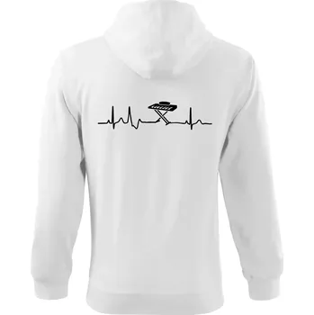 Pánská mikina Piano ekg - přenosné - Mikina s kapucí na zip trendy zipper - S ( Bílá )