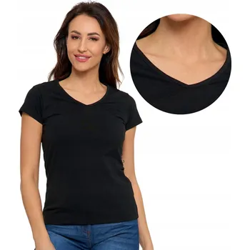 Dámské tričko Moraj černé bavlněné XXL výstřih do V