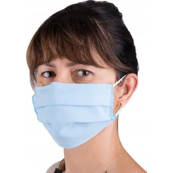 rouška Ochranná bavlněná rouška / maska na obličej, opakovaně použitelná, s gumičkou – modrá / světle modrá