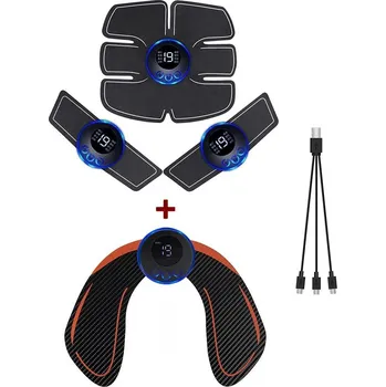 Masážní přístroj Inteligentní EMS stimulátor svalů na celé tělo | fitness přístroj - 6balení – 3 v 1 a boky