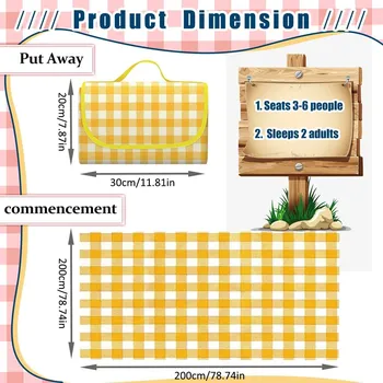 Pikniková deka Pikniková deka žlutá 200 x 200 cm s izolovanou spodní stranou a držadlem