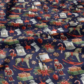 Vánoční bavlněná látka, metráž, šíře 160 cm, Vánoční Stráž-34