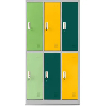 Šatní skříň Nábytek PEGAS Školní skříňka BHP šedo-vicebarevná: 6-komorová IGOREK, 900 x 1500 x 450 mm