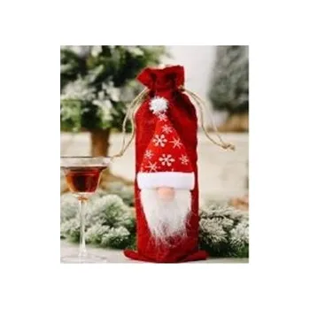 Vánoční dekorace VÁNOČNÍ OBAL NA LÁHEV POUZDRO OBLEČEK VÍNO DEKORACE Mikuláš DÁREK