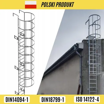 Žebřík Žebřík s ochranným košem 5,6 m pozink