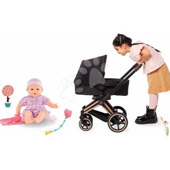 Kočárek Set kočárek trojkombinace s panenkou Emilie Cybex Black 3in1 Pram Corolle a dudlík se zvuky