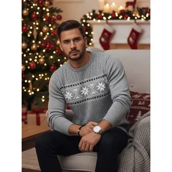 Pánský svetr Dstreet Módní šedý svetr s jedinečným vzorem