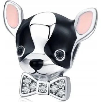 Přívěsek Stříbrný přívěsek (charms) pes pejsek s mašlí, stříbro stříbro