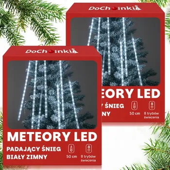 IP kamera 2 x LED METEORY 8x50CM RAMPOUCHY EFEKT PADÁNÍ SNĚHU BÍLÁ STUDENÁ