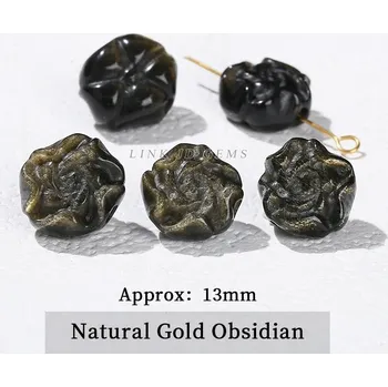 Přívěsek Růžový korálek růže z přírodního kamene | přívěsek 1 ks - zlatý obsidián