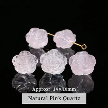 Přívěsek Růžový korálek růže z přírodního kamene | přívěsek 1 ks - Růžový křemen