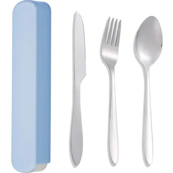 Příbor Cestovní sada příborů z nerezu | příbor na cesty | jídelní sada - modrá