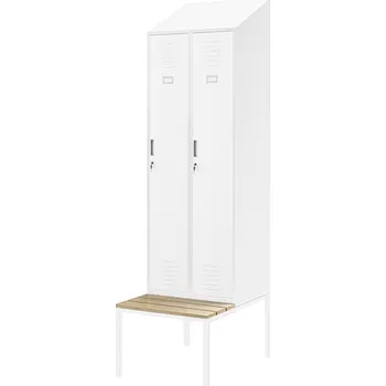 Šatní skříň Nábytek PEGAS Šatní skříňka s lavičkou a stříškou KACPER II PRO, 600 x 2295 x 850 mm, bílá