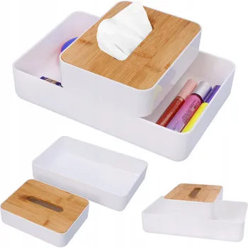 Zásobník na papírové ručníky Organizér na kosmetiku, štětce a příslušenství + zásobník na ubrousky do koupelny