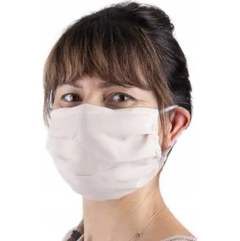 rouška Ochranná bavlněná rouška/maska krémové barvy s gumičkami - opakovaně použitelná