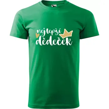 Pánské oblečení Sablio Tričko s potiskem Nejlepší dědeček s korunkou - zelené L