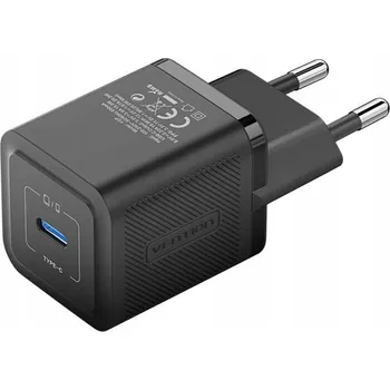 Síťová nabíječka Vention FEPB0-EU, USB-C, 20W, GaN (černá)