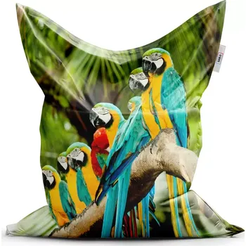 Sedací pytel Sablio Sedací vak Classic Papoušci na větvi - 150x100 cm