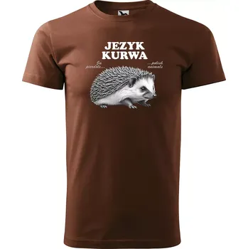 Pánské tričko Sablio Tričko s potiskem JEZYK KURWA - hnědé S