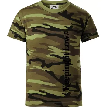 Chlapecké oblečení KEEPING IT LOW NA VÝŠKU - basový klíč - Dětské maskáčové triko - 104-110cm / 3-4 roky ( Zelený maskáč )