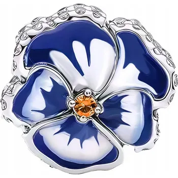 Přívěsek Přívěsek na náramky Trusky, stříbrná měď postříbřená, kytička