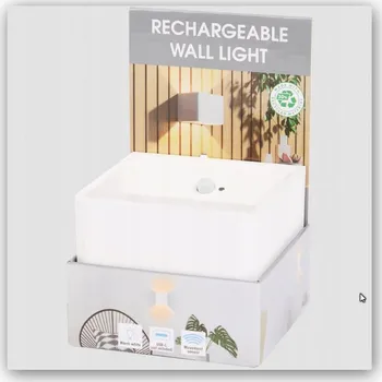 Nástěnné svítidlo Nástěnné LED svítidlo s pohybovým senzorem, čtvercové + možnost nabíjení přes USB-C, bílé