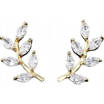 Náušnice Malé elegantní svatba Náušnice s listy, zlatými zirkony křišťály