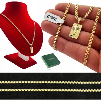 Řetízek ZLATÝ ŘETÍZEK PÁNSKÝ BISMARK 50 cm + MEDLÍK S JEŽÍŠKEM JAKO DÁREK + GRAVÍROVÁNÍ