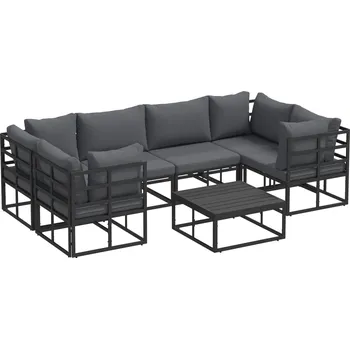 Sada zahradních pohovek s polštářem 7 pcs Černá Hliník Černá3378945