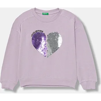 Chlapecká mikina Dětská bavlněná mikina United Colors of Benetton fialová barva, s aplikací, 3J68C10QI 3J68C10QI.G.seasonal 04X, vel. 160