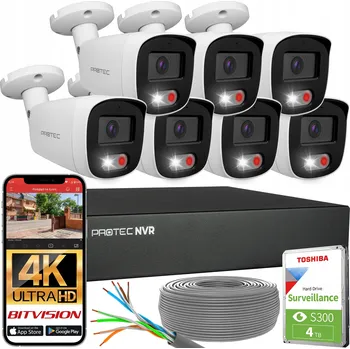 IP kamera Monitorovací systém 7 IP kamer PoE Mikrofon Detekce lidí a vozidel 8Mpx 4K s HDD