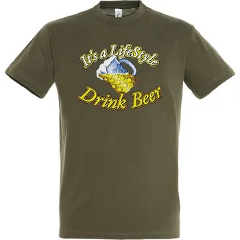 Pánská móda panske-levne-bavlnene-tricko-digi-potisk-pivo-drink-beer Barva: Khaki, velikost: XL