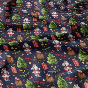 Vánoční bavlněná látka, metráž, šíře 160 cm, Vánoční Mikuláš