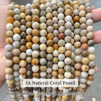Dětské navlékací korálky Přírodní korálky | šperky - 3A Korálová fosilie , 4mm cca 90 ks